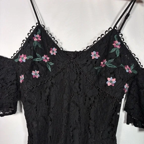 Lulumari Babydoll Dress Womens Large Sheer Lace Overlay Floral Cottage Fairy - Picture 3 of 9